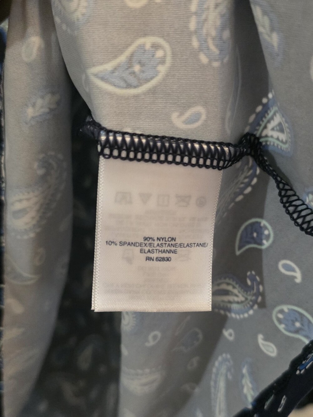 Lands' End UPF Sun Protection l/s swim cover-up Blue Paisley rash guard L - Picture 3 of 4